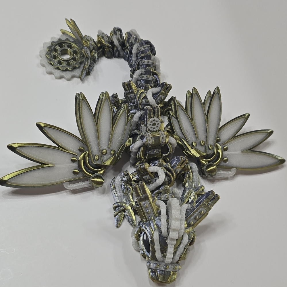 Articulated Steampunk Dragon – Glow-in-the-Dark Rainbow Display Piece - Picture 6 of 9